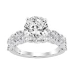 14K White Gold 4 1/4CT Lab-Grown Marquise Diamond Ladies Fashion Bridal Ring with Round & Oval Diamond (3.00CT Oval Center stone (Color F-G -Clari