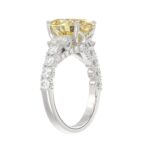 14K WHITE GOLD 4 1/4CT ROUND/EMERALD/OVAL DIAMOND LADIES RING  (CENTER STONE OVAL YELLOW DIAMOND 3.00CT) - Image 2