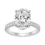 14K WHITE GOLD 4 3/4CT ROUND/OVAL DIAMOND LADIES RING (CENTER STONE OVAL DIAMOND 4CT)
