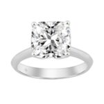 14K WHITE GOLD 4.00CT CUSHION DIAMOND LADIES RING