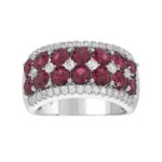 14K WHITE GOLD 4.00CT ROUND DIAMOND LADIES RING (CENTER STONE ROUND RUBY DIAMOND 3 1/2CT)