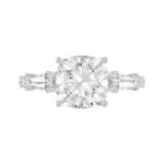 14K WHITE GOLD 4.00CT ROUND/CUSHION/TRAPEZOID/TAPER BAGUETTE DIAMOND LADIES RING - Image 5