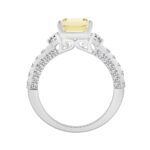 14K WHITE GOLD 4.00CT ROUND/EMERALD/HALF MOON DIAMOND LADIES RING (CENTER STONE YELLOW EMERALD DIAMOND 3.00CT) - Image 2