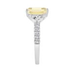 14K WHITE GOLD 4.00CT ROUND/EMERALD/HALF MOON DIAMOND LADIES RING (CENTER STONE YELLOW EMERALD DIAMOND 3.00CT) - Image 3