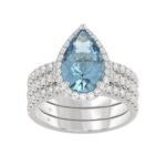 14K WHITE GOLD 4.00CT ROUND/PEAR DIAMOND LADIES BRIDAL SET (CENTER STONE BLUE PEAR DIAMOND 1.00CT)