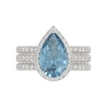 14K WHITE GOLD 4.00CT ROUND/PEAR DIAMOND LADIES BRIDAL SET (CENTER STONE BLUE PEAR DIAMOND 1.00CT) - Image 5