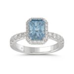14K WHITE GOLD 4.00CT ROUND/RADIANT DIAMOND LADIES RING (CENTER STONE BLUE RADIANT DIAMOND 3CT)