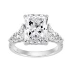 14K WHITE GOLD 6 1/4CT ROUND/RADIANT/PEAR/TRAPEZOID DIAMOND LADIES RING (CENTER STONE RADIANT DIAMOND 5CT)