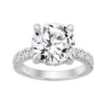 14K WHITE GOLD 6.00CT ROUND DIAMOND LADIES RING (CENTER STONE ROUND DIAMOND 5.00CT)