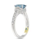 14K WHITE GOLD CRAFTED WITH 18K YELLOW GOLD SHANK 2 3/4CT ROUND/BLUE OVAL DIAMOND LADIES RING (CENTER STONE OVAL BLUE DIAMOND 2.00CT) - Image 3