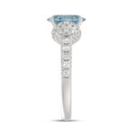 14K WHITE GOLD CRAFTED WITH 18K YELLOW GOLD SHANK 2 3/4CT ROUND/BLUE OVAL DIAMOND LADIES RING (CENTER STONE OVAL BLUE DIAMOND 2.00CT) - Image 4