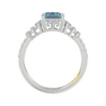 14K WHITE GOLD CRAFTED WITH 18K YELLOW GOLD SHANK 3 1/4CT ROUND/BAGUETTE/EMERALD DIAMOND LADIES RING (CENTER STONE EMERALD BLUE DIAMOND 2.00CT) - Image 2