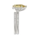 14K WHITE GOLD CRAFTED WITH 18K YELLOW GOLD SHANK 3 3/4CT ROUND/PEAR DIAMOND LADIES BRIDAL SET (CENTER STONE PEAR YELLOW DIAMOND 3.00CT) - Image 4