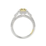 14K WHITE GOLD CRAFTED WITH 18K YELLOW GOLD SHANK 3.00CT ROUND/BAGUETTE/YELLOW RADIANT DIAMOND LADIES RING (CENTER STONE RADIANT YELLOW DIAMOND 2.00CT - Image 5
