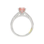 14K WHITE GOLD CRAFTED WITH 18K YELLOW GOLD SHANK 3.00CT ROUND/EMERALD DIAMOND LADIES RING (CENTER STONE CUSHION PINK DIAMOND 2.00CT) - Image 2
