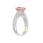 14K WHITE GOLD CRAFTED WITH 18K YELLOW GOLD SHANK 3.00CT ROUND/EMERALD DIAMOND LADIES RING (CENTER STONE CUSHION PINK DIAMOND 2.00CT) - Image 3
