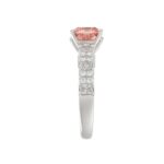 14K WHITE GOLD CRAFTED WITH 18K YELLOW GOLD SHANK 3.00CT ROUND/EMERALD DIAMOND LADIES RING (CENTER STONE CUSHION PINK DIAMOND 2.00CT) - Image 4