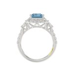 14K WHITE GOLD CRAFTED WITH 18K YELLOW GOLD SHANK 4 1/2CT ROUND/EMERALD DIAMOND LADIES RING  (CENTER STONE EMERALD BLUE DIAMOND 3.00CT) - Image 2