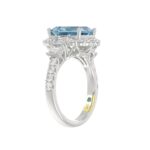 14K WHITE GOLD CRAFTED WITH 18K YELLOW GOLD SHANK 4 1/2CT ROUND/EMERALD DIAMOND LADIES RING  (CENTER STONE EMERALD BLUE DIAMOND 3.00CT) - Image 3