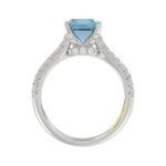 14K WHITE GOLD CRAFTED WITH 18K YELLOW GOLD SHANK 4.00CT ROUND/RADIANT/BAGUETTE DIAMOND LADIES RING (CENTER STONE RADIANT BLUE DIAMOND 3.00CT) - Image 2