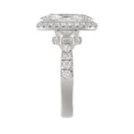 14K White Gold Halo Engagement Ring with Side Stones, 3 1/4CT Round, Baguette,Trapezoid Diamond & 2.00CT Oval Center stone (Color F-G -Clarity VS1/VS2 - Image 3