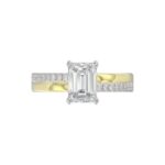14K WHITE/YELLOW GOLD 2 1/4CT ROUND/EMERALD CUT DIAMOND LADIES RING (CENTER STONE EMERALD CUT DIAMOND 2CT) - Image 5