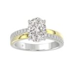 14K WHITE/YELLOW GOLD 2 1/4CT ROUND/OVAL DIAMOIND LADIES RING (CENTER STONE OVAL DIAMOND 2CT)