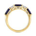 14k Yellow Gold  2CT five-stone ladies Band featuring alternating Round/Oval blue sapphires diamonds (Color F-G -Clarity VS1/VS2) - Image 3
