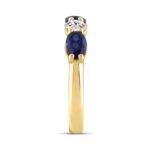14k Yellow Gold  2CT five-stone ladies Band featuring alternating Round/Oval blue sapphires diamonds (Color F-G -Clarity VS1/VS2) - Image 2