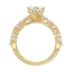 14K Yellow Gold  Bridal Fashion Ring for Ladies 4CT Round & Marquise& Pear Cut Diamonds 3.00CT Marquise Center stone (Color F-G -Clarity VS1/V - Image 2