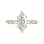 14K Yellow Gold  Bridal Fashion Ring for Ladies 4CT Round & Marquise& Pear Cut Diamonds 3.00CT Marquise Center stone (Color F-G -Clarity VS1/V - Image 5