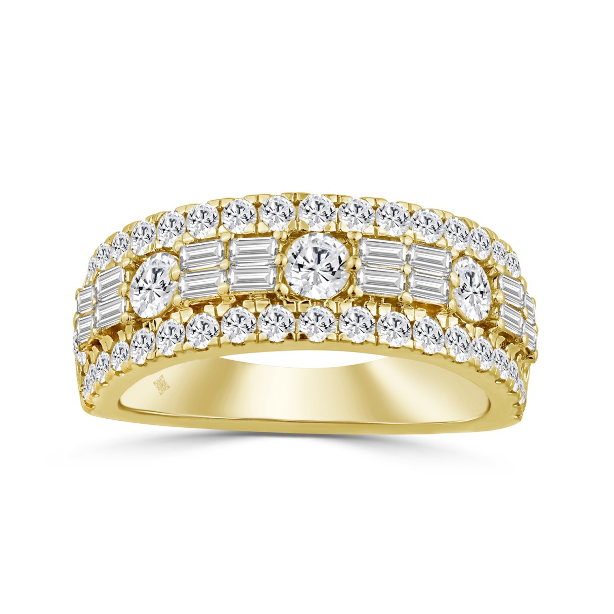14K YELLOW GOLD 1 1/2CT ROUND/BAGUETTE DIAMOND LADIES BAND - Image 1