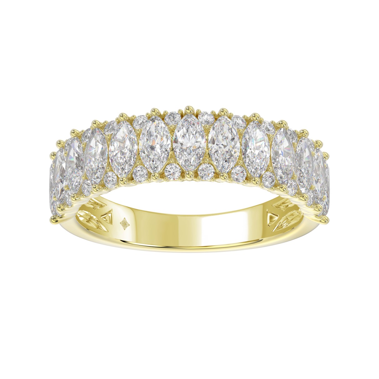 14K YELLOW GOLD 1 1/2CT ROUND/MARQUISE DIAMOND LADIES BAND - Image 1