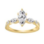 14K YELLOW GOLD 1 1/2CT ROUND/MARQUISE DIAMOND LADIES RING (CENTER STONE MARQUISE DIAMOND 1CT)