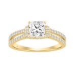 14K YELLOW GOLD 1 1/2CT ROUND/PRINCESS DIAMOND LADIES BRIDAL RING (CENTER STONE PRINCESS DIAMOND 1CT)