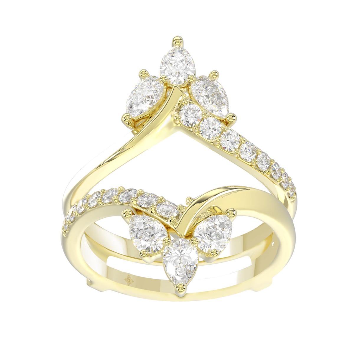 14K YELLOW GOLD 1 1/4CT ROUND/PEAR DIAMOND LADIES WRAP RING - Image 1