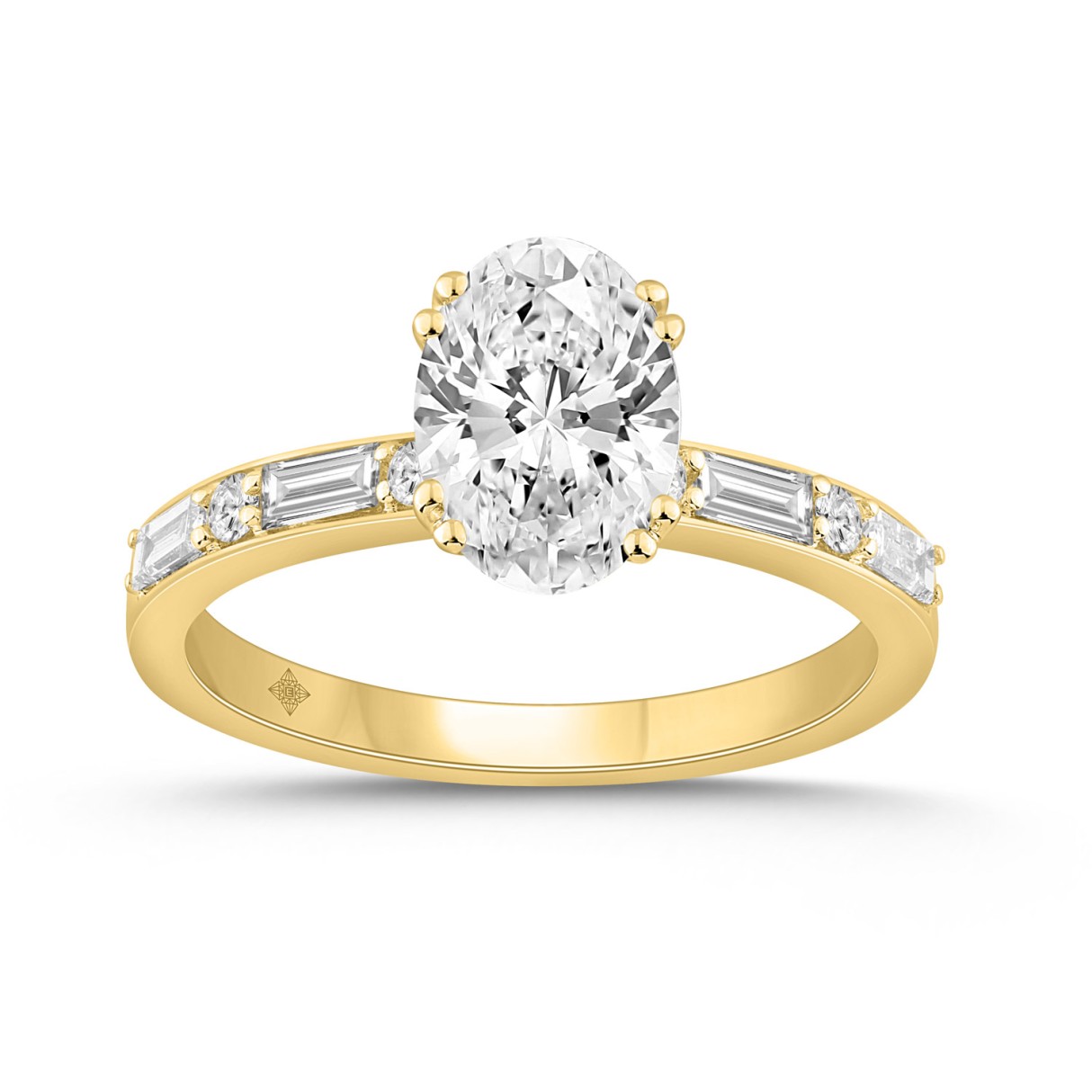 14K YELLOW GOLD 1 3/4CT ROUND/BAGUETTE DIAMOND LADIES RING (CENTER STONE ROUND DIAMOND 1 1/2CT) - Image 1