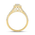 14K YELLOW GOLD 1 3/4CT ROUND/EMERALD DIAMOND LADIES RING - Image 2