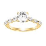 14K YELLOW GOLD 1 3/4CT ROUND/MARQUISE DIAMOND LADIES RING (CENTER STONE ROUND DIAMOND 1CT )