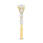 14K YELLOW GOLD 1 3/4CT ROUND/MARQUISE DIAMOND LADIES RING (CENTER STONE ROUND DIAMOND 1CT ) - Image 3