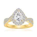 14K YELLOW GOLD 1 3/4CT ROUND/PEAR DIAMOND LADIES RING (CENTER STONE PEAR DIAMOND 1.00CT)