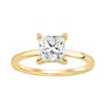 14K YELLOW GOLD 1 5/8CT ROUND/PRINCESS DIAMOND LADIES RING (CENTER STONE PRINCESS DIAMOND 1 1/2CT)