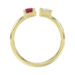 14K YELLOW GOLD 1.00CT EMERALD/PEAR RUBY DIAMOND LADIES RING - Image 2