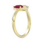 14K YELLOW GOLD 1.00CT EMERALD/PEAR RUBY DIAMOND LADIES RING - Image 3
