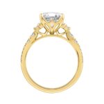 14K YELLOW GOLD 2 1/2CT ROUND/CUSHION/BAGUETTE DIAMOND LADIES RING (CENTER STONE CUSHION DIAMOND 2CT) - Image 2