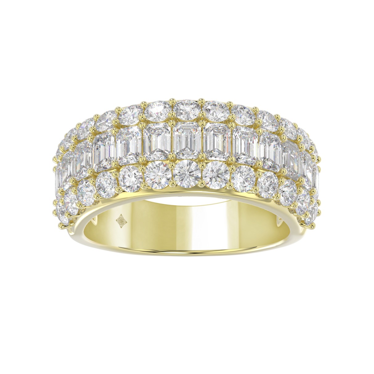 14K YELLOW GOLD 2 1/2CT ROUND/EMERALD DIAMOND LADIES BAND - Image 1