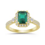 14K YELLOW GOLD 2 1/2CT ROUND/GREEN EMERALD DIAMOND LADIES RING (CENTER STONE GREEN EMERALD DIAMOND 2CT)