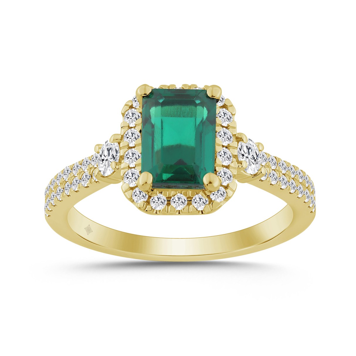 14K YELLOW GOLD 2 1/2CT ROUND/GREEN EMERALD DIAMOND LADIES RING (CENTER STONE GREEN EMERALD DIAMOND 2CT) - Image 1
