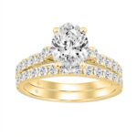 14K YELLOW GOLD 2 1/2CT ROUND/OVAL DIAMOND LADIES BRIDAL SET (CENTER STONE OVAL DIAMOND 1 1/2CT)