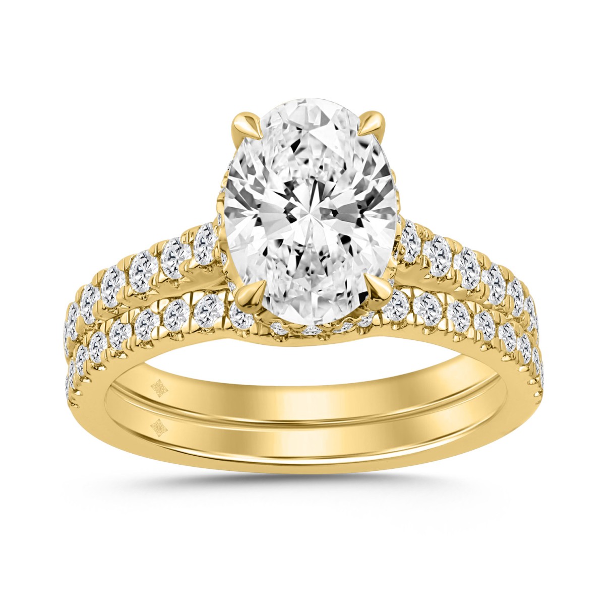 14K YELLOW GOLD 2 1/2CT ROUND/OVAL DIAMOND LADIES BRIDAL SET (CENTER STONE OVAL DIAMOND 2.00CT) - Image 1